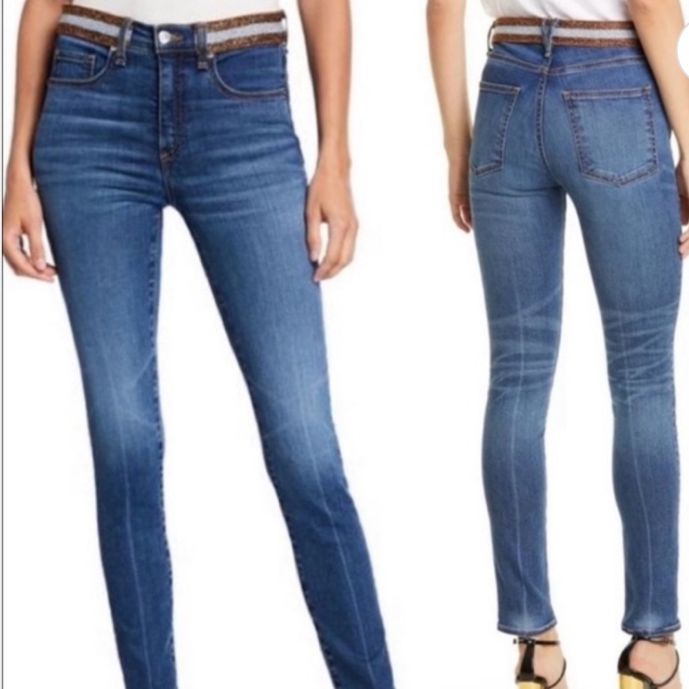 Veronica Beard Kate Tux Waistband Skinny High Rise Jeans